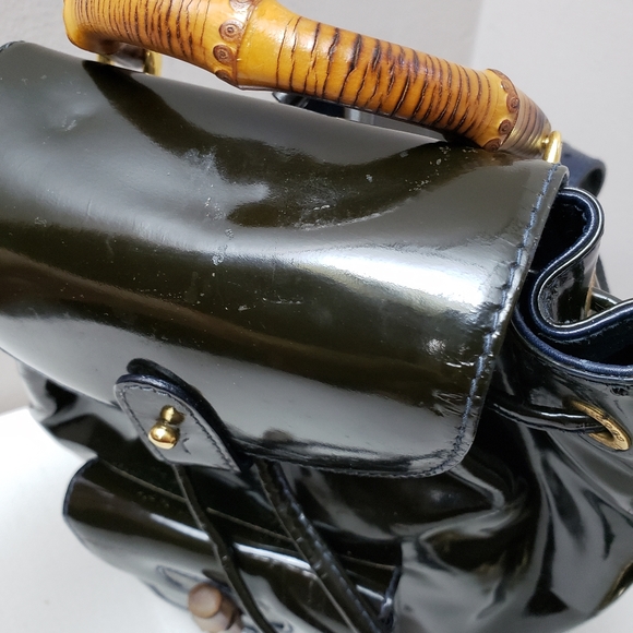 Authentic GUCCI Bamboo Backpack Enamel Black - Picture 7 of 14